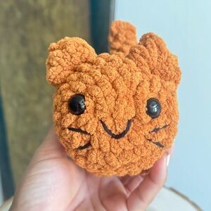 Handmade Crochet Loaf Cat Plushie Rust Color Soft Kawaii Plush